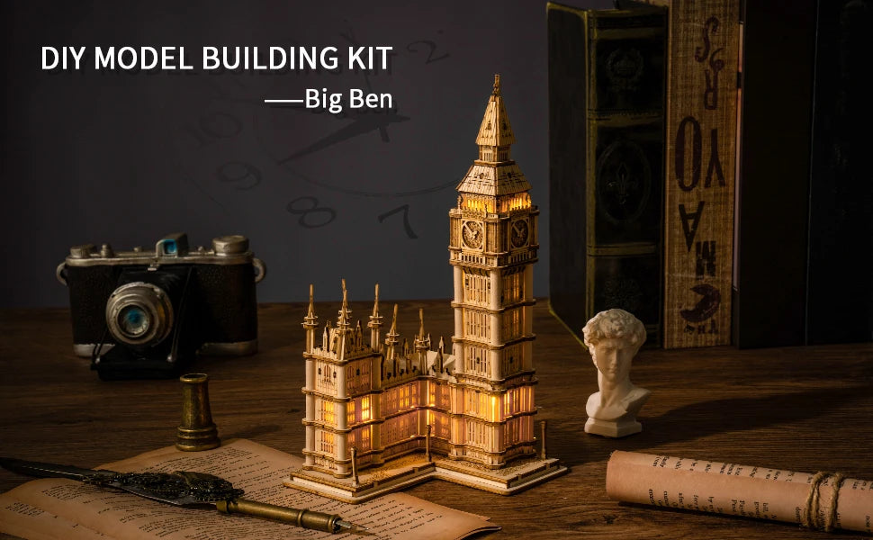 Robotime 3D Wooden Puzzle Game Big Ben Tower Bridge Pagoda Building Mo